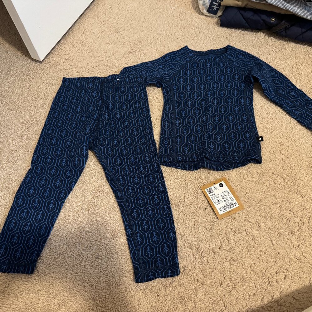 Reima Merino Wool Thermal Base Layer Set - Taival Navy 2T